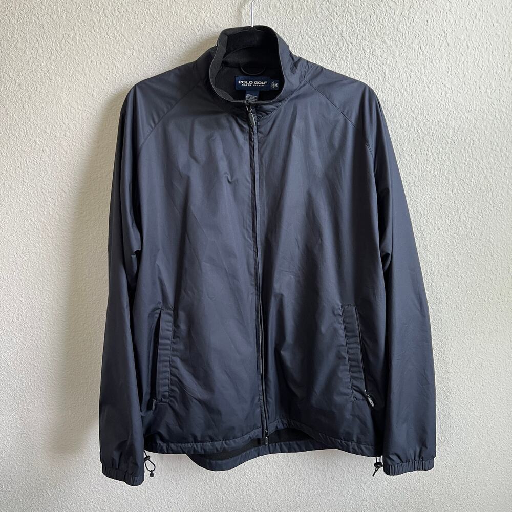 Polo Golf Ralph Lauren Navy Blue Full Zip Windbreaker Jacket Men's M Polo Logo